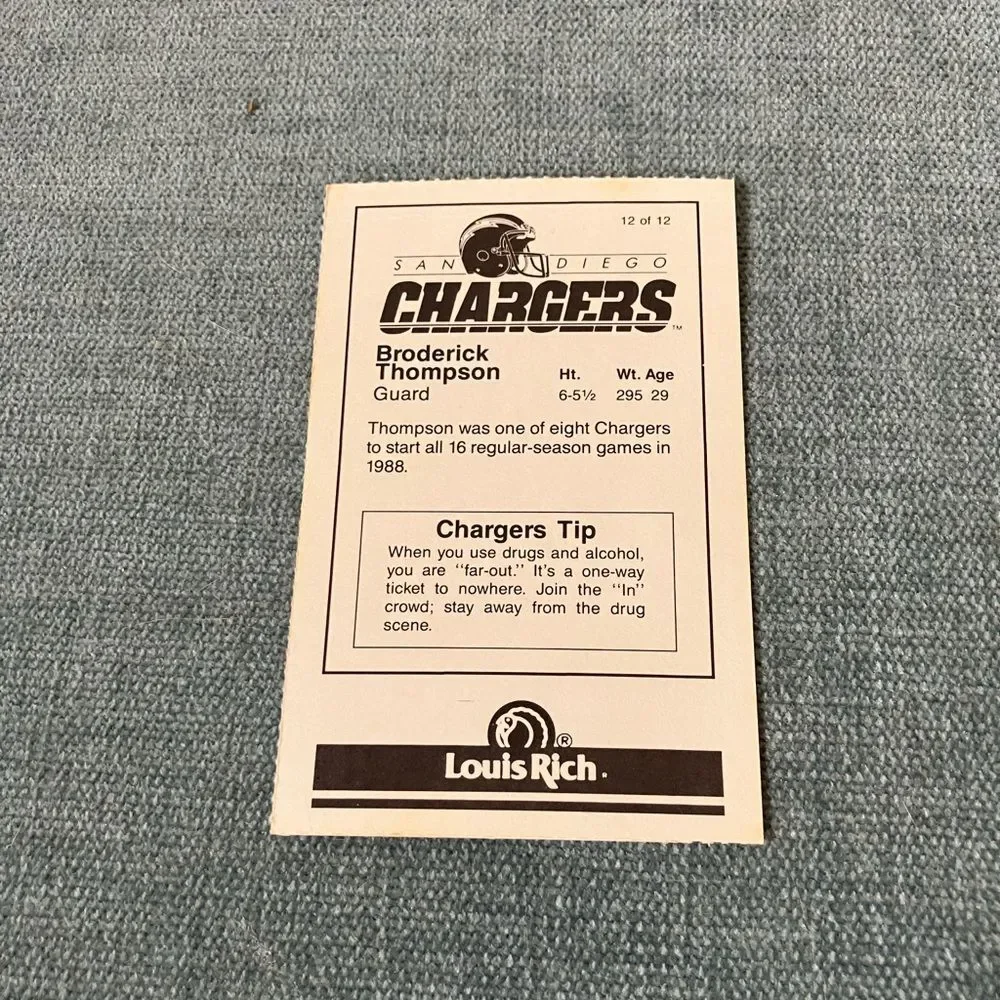 Chargers NFL Football Trading Card Football Card